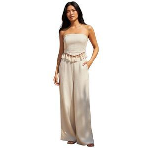 Lilyful Cream Vacay Tassel Pant Set with Fringe Sz.S NWT